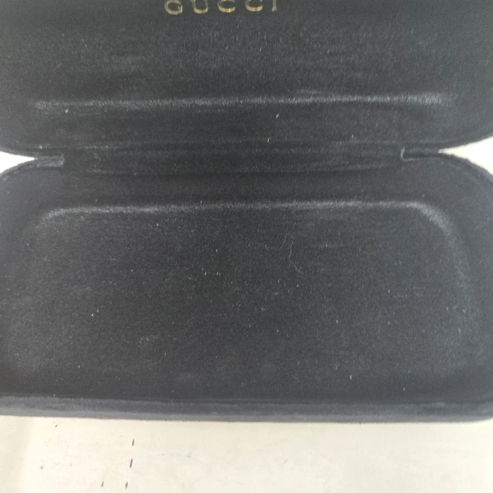 Gucci Black Velvet Sunglasses Case Hardshell Gold Logo Eyewear Protector Luxury